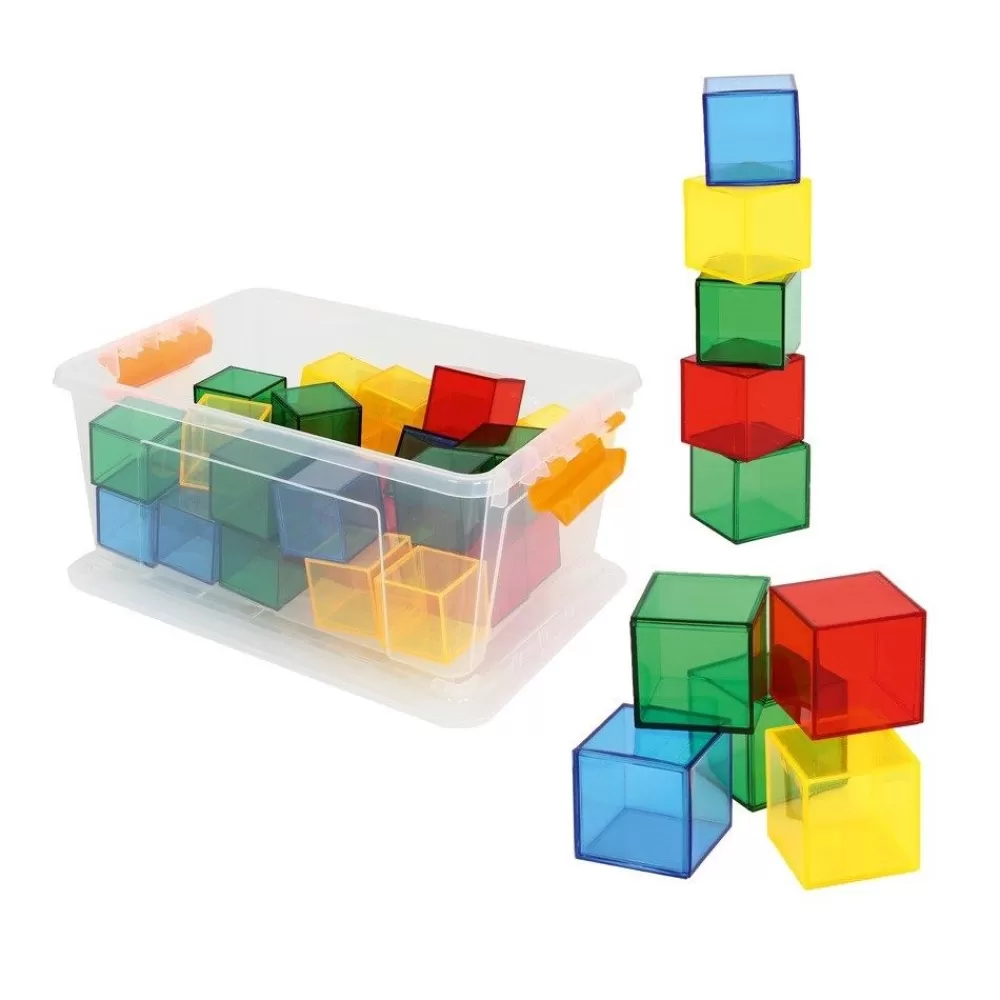 HOPTOYS Matériel Montessori & Reggio*Cubes Transparents Arc-En-Ciel