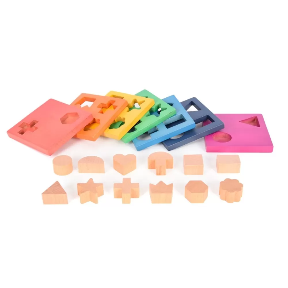 HOPTOYS Matériel Montessori & Reggio*Empileur De Formes En Bois Arc-En-Ciel